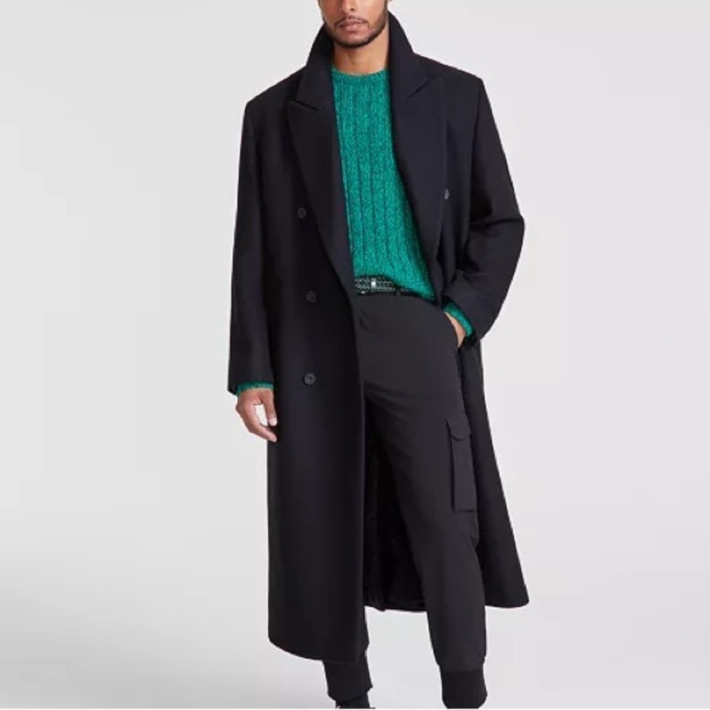 Vintage Men’s Black BOSS Hugo Boss Cashmere Wool Coat Size 42L / Large Tall